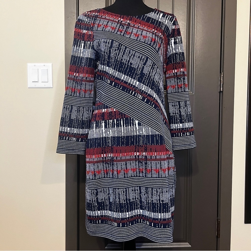 BCBGMaxAzria Red, White, and Blue Dress, Size Small